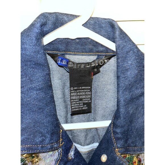 Vtg I. B. Diffusion Blue Denim Sequin Beaded Rockabilly Glam Rock SZ 8 Jacket - Picture 11 of 16